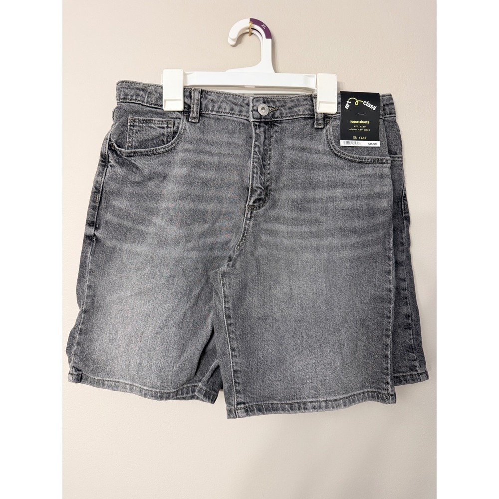 Art Class Denim Loose Shorts Boys XL 14 Gray Mid Rise Above Knee NWT